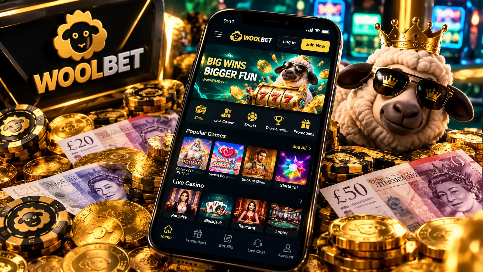 Woolbet mobile app for Android and iOS